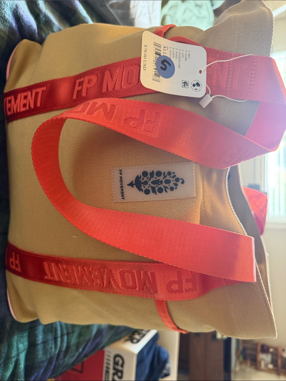 FP Movement Bag in Tan with Orange Straps